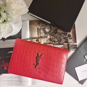 ❤️🎈Saint Laurent YSL Crossbody Bag Red Crocodile